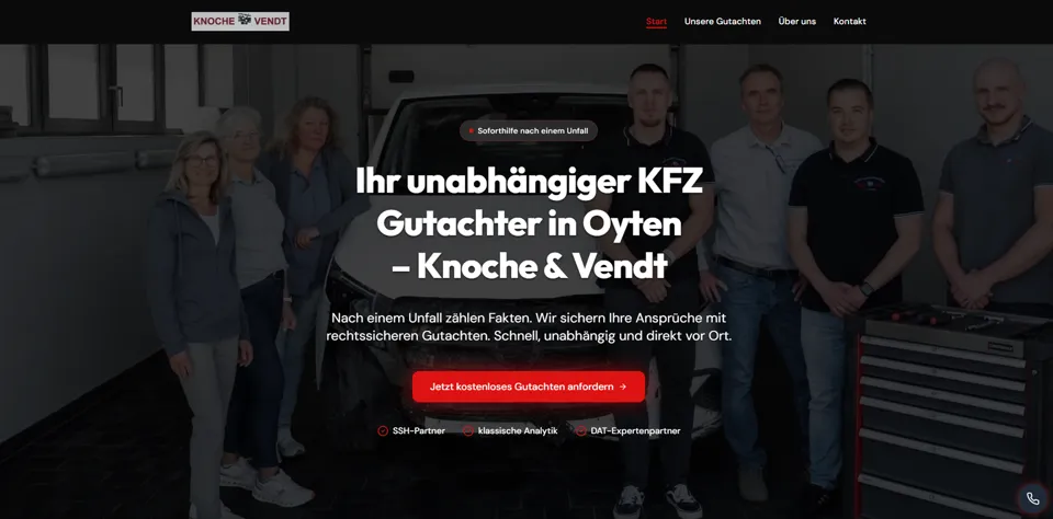 Webseite von Knoche & vendt Kfz-Sachverständige, umgesetzt von Startpilot Marketing