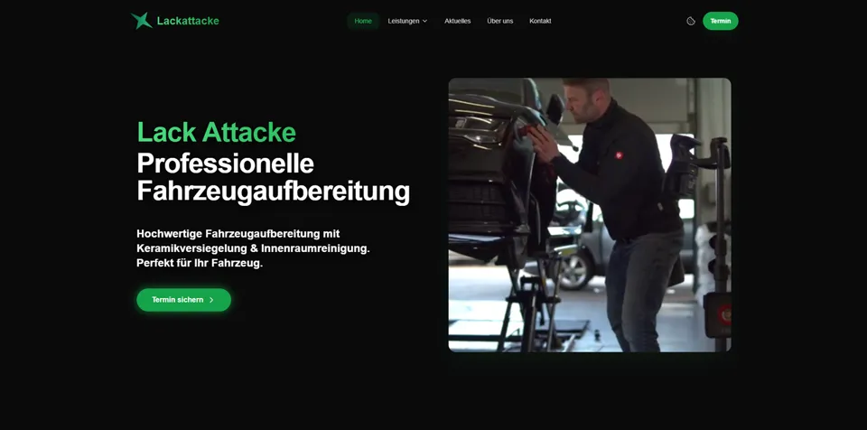 Webseite von Lackattacke, umgesetzt von Startpilot Marketing