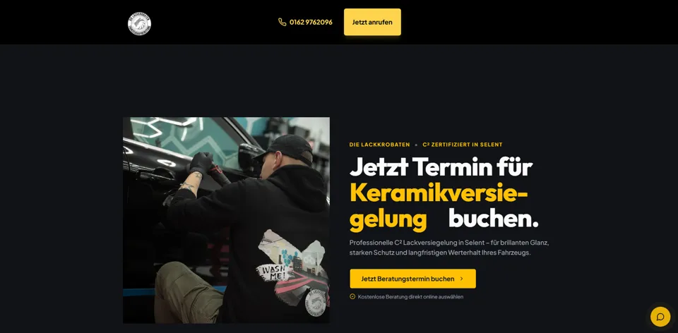 Webseite von Lackkrobaten, umgesetzt von Startpilot Marketing
