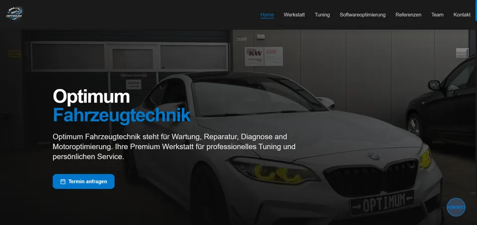 Webseite von Optimum Fahrzeugtechnik, umgesetzt von Startpilot Marketing