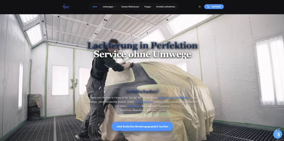 Webseite von Autolackiererei Renner, umgesetzt von Startpilot Marketing
